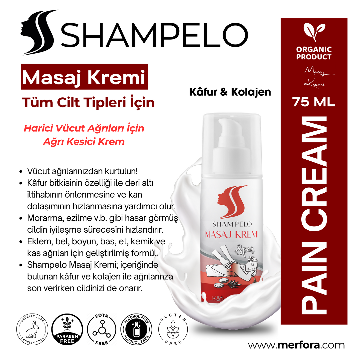 Shampelo Masaj Kremi 75 ml - Kâfur Özlü Ağrı Kesici Krem