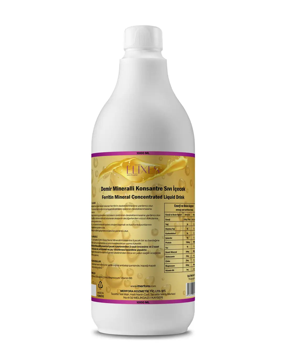 Elixes Demir Mineralli Sıvı Konsantre İçecek 1000 ML