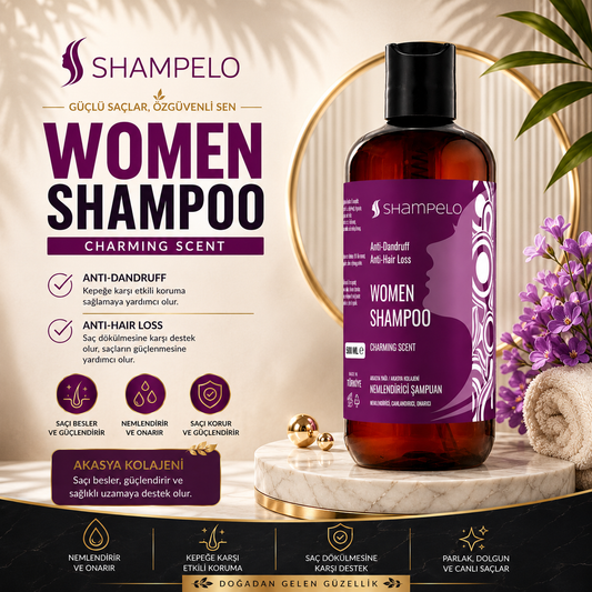 Shampelo Kadın Saç Bakım Şampuanı 500 ML Argan Yağlı Akasya Kolajenli Saç Bakım Şampuanı